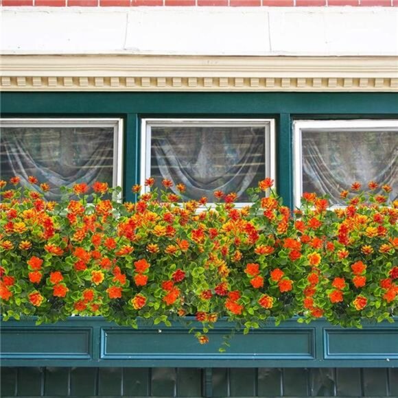 10 Bundles Artificial Fake Flowers, Faux Outdoor Plastic Plants UV Resistant - Picture 5 of 8